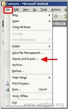 importar contactos de Outlook de exportación