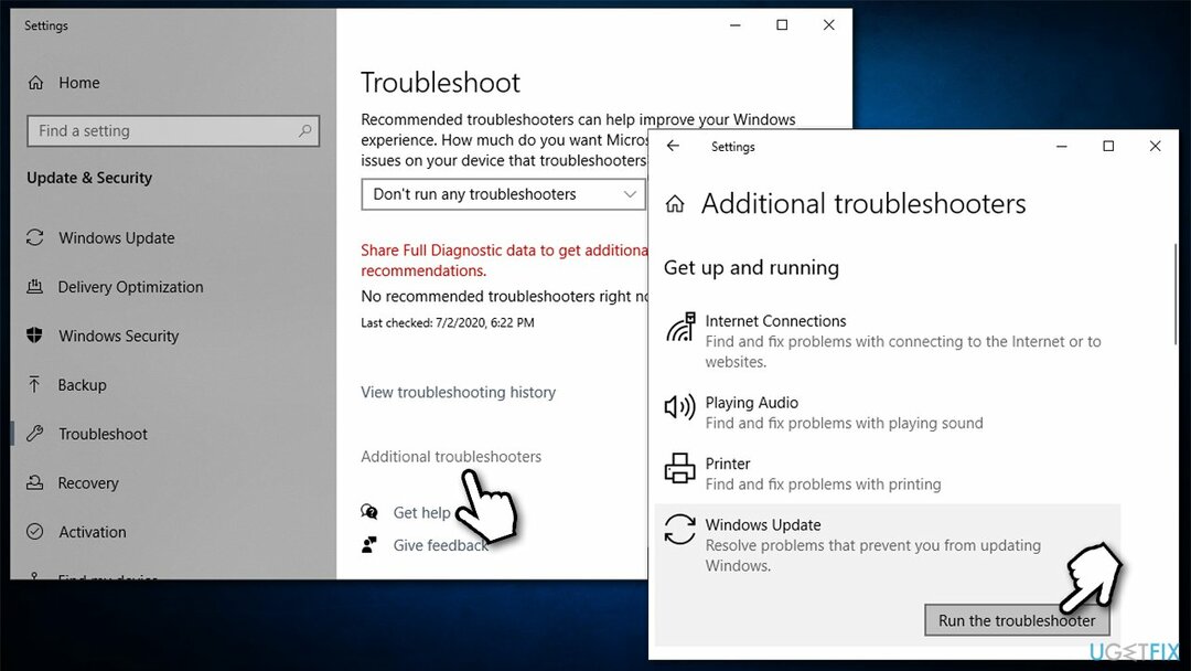 Rulați instrumentul de depanare a actualizării Windows