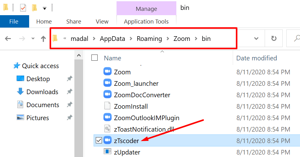 zTscoder.exe Datei Zoom