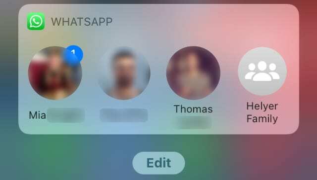 WhatsApp kişileri widget'ı