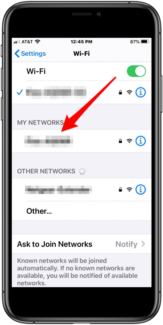 iphone არ დაუკავშირდება wifi-ს, აირჩიეთ wifi ქსელის სახელი