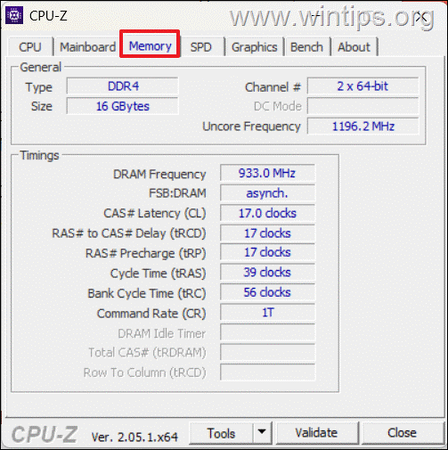 Atrodiet atmiņas specifikācijas, izmantojot CPU-Z