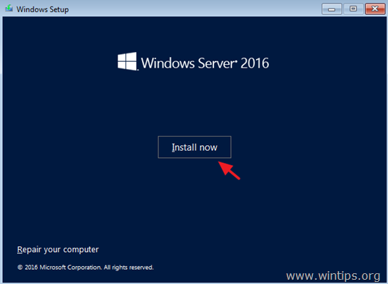 instrucciones de instalación del servidor 2016