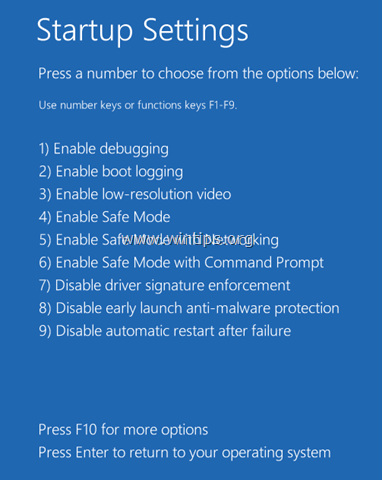 paramètres de démarrage options de récupération windows 10-8