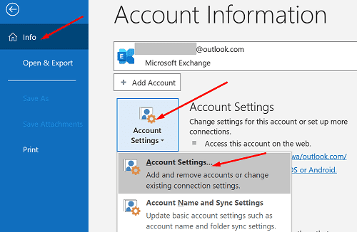 Outlook 앱 계정 설정