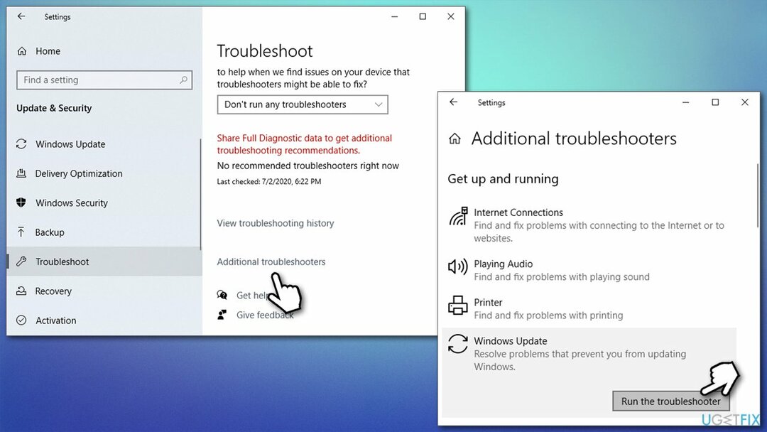 Voer de probleemoplosser voor Windows-updates uit