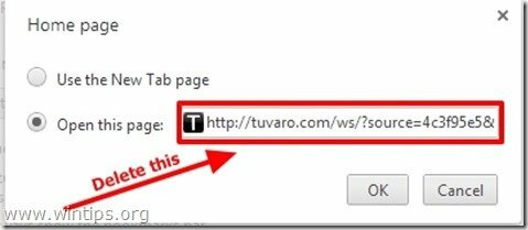 удалить новую вкладку Tuvaro Chrome