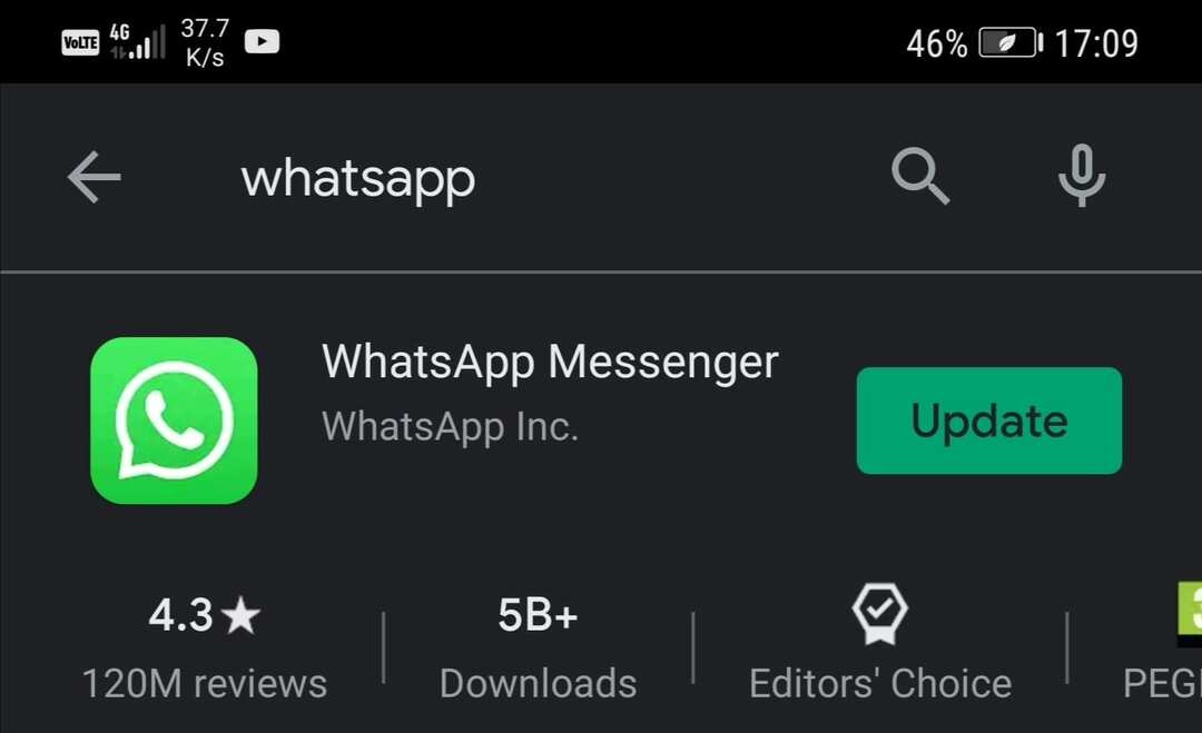 värskendage whatsapp android