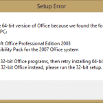 MS Office: Solucione el error " Error de instalación: no podemos instalar la versión de 64 bits de Office"