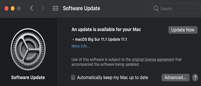 programinės įrangos naujinimas-macos