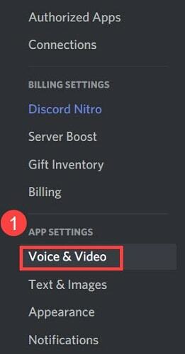 réglage de la voix et de la vidéo à partir de l'application discord