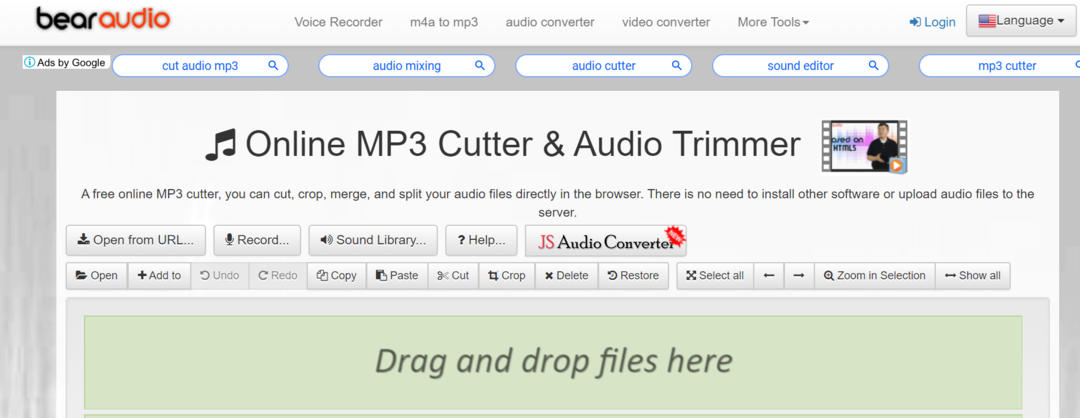 Bear Audio Online חותך MP3 וגוזם אודיו
