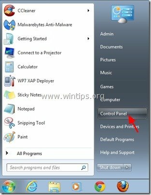 नियंत्रण कक्ष प्रारंभ करें - wintips.org