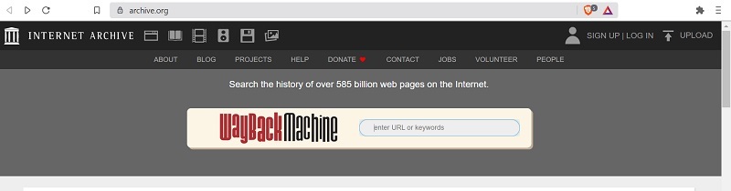 Archieve.org'un resmi web sitesi