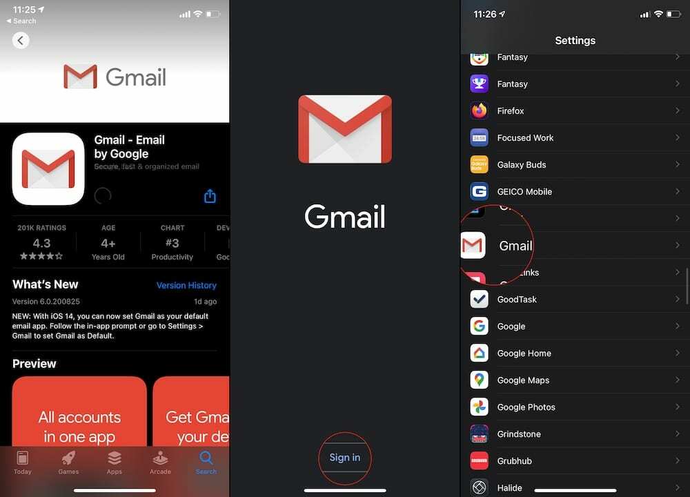 iPhoneのデフォルトのメールアプリを変更するGmail1