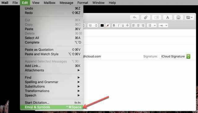 Emoji Symbol Menu Bar Mail Mac