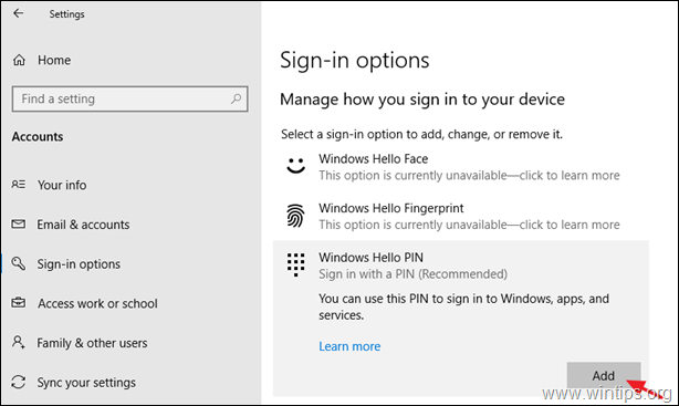 REVISIÓN: No se puede agregar o modificar el PIN en Windows 10