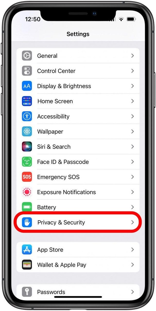 paramètres de confidentialité et de sécurité iphone