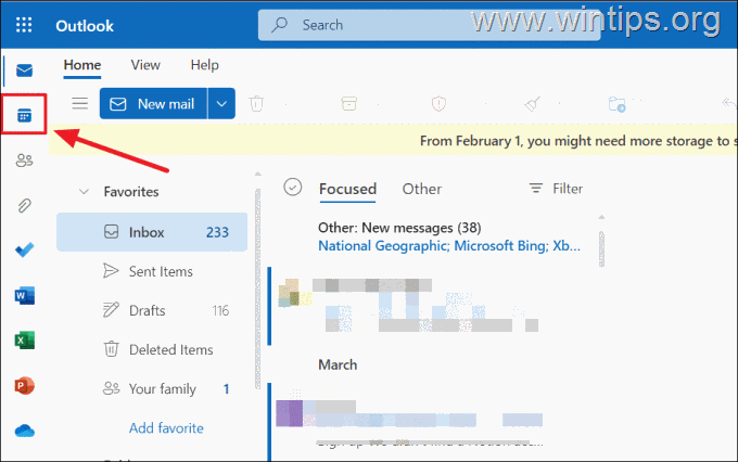 calendários do Outlook