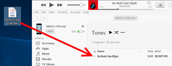 Presuňte položku Vyzváňací tón do iTunes