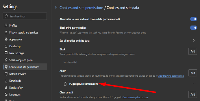 microsoft-edge-allow-google-cookies