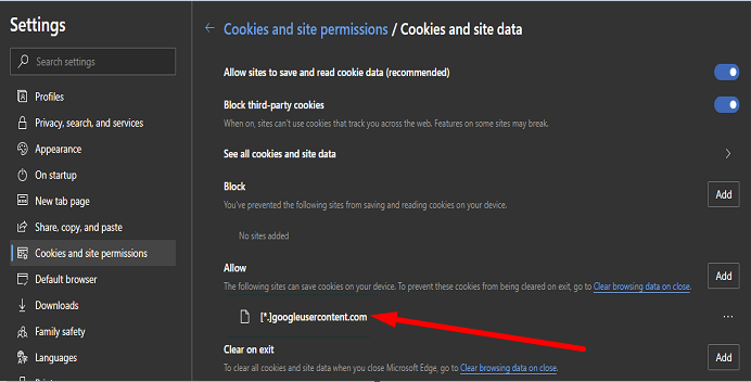 microsoft-edge-google-cookies toestaan