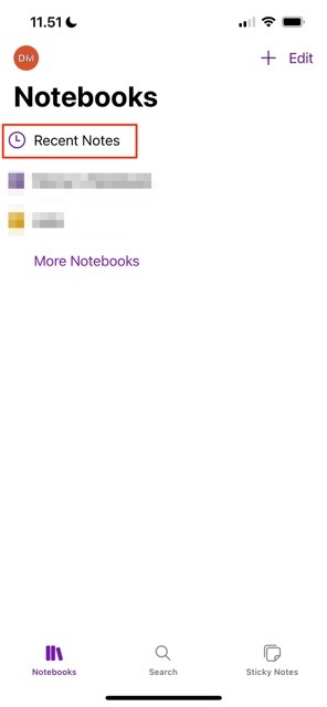 Hozzáférés a legutóbbi jegyzetekhez a OneNote-ban a mobilalkalmazásban