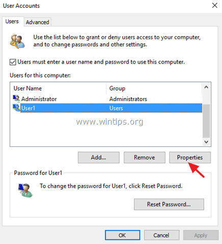 нулиране на потребителска парола
