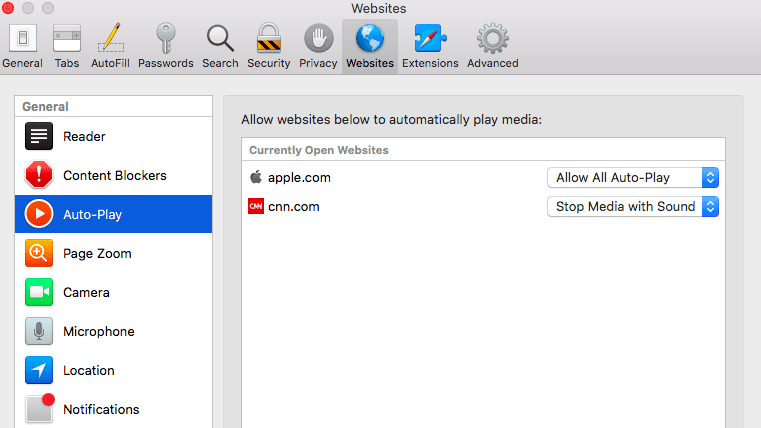 Verwenden von Safari unter macOS High Sierra