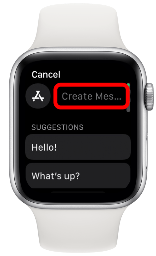 Trykk på Opprett melding - Apple Watch-tastatur på iphone