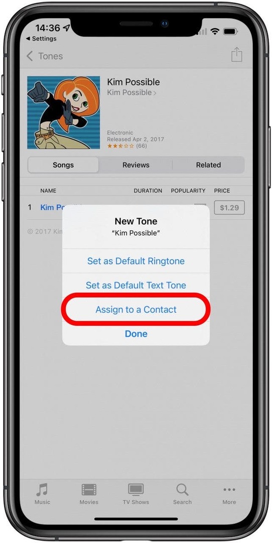 Följ bara stegen i Hur man köper en SMS-ringsignal från Tone Store och tryck på Ange som Tilldela till kontakt under steg 12.