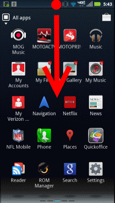 Droid RAZR slide notification bar