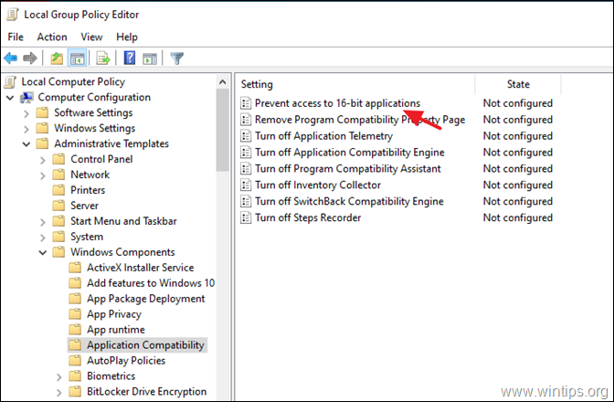 Autoriser l'exécution d'applications 16 bits - Stratégie de groupe