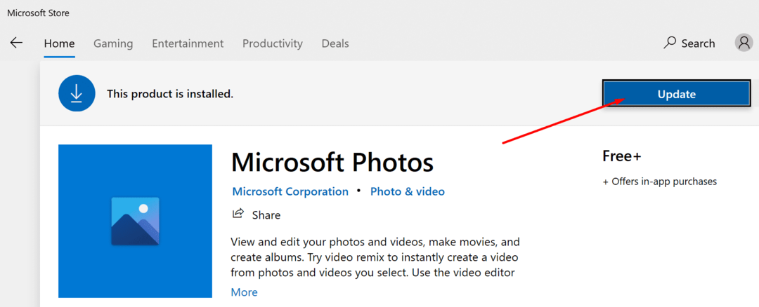 actualizați fotografiile Microsoft