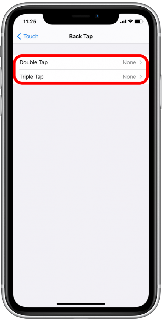 आपको दो विकल्प दिखाई देंगे: डबल टैप और ट्रिपल टैप। प्रत्येक को एक-एक करके सेट करने के लिए व्यक्तिगत रूप से टैप करें।