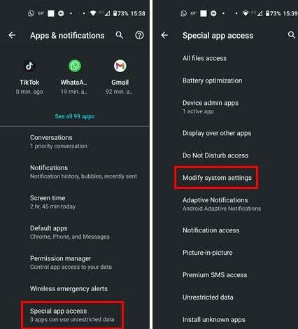 Modificați opțiunea setărilor sistemului în Android