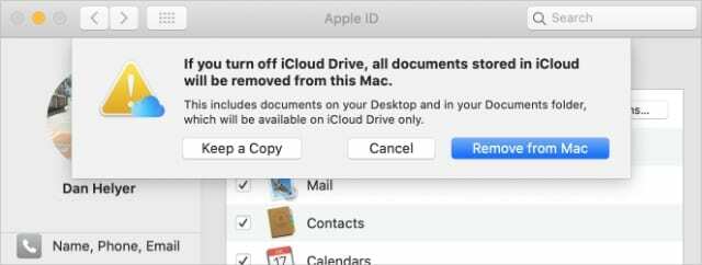 iCloud Drive احتفظ بخيار النسخ على Mac