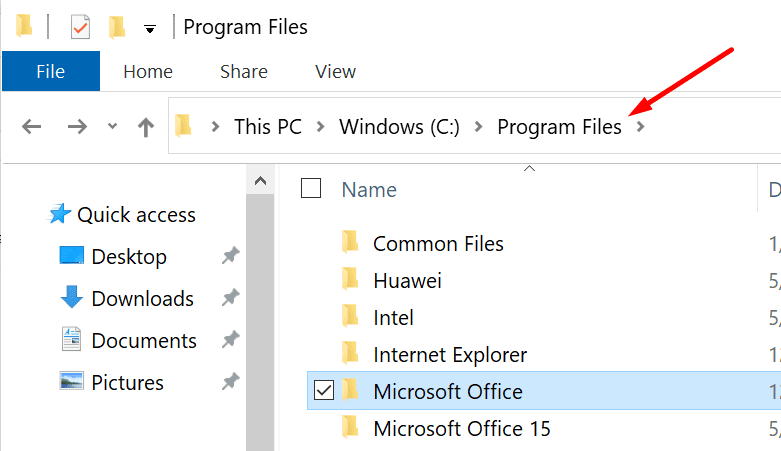 Microsoft Office-Installationsordner