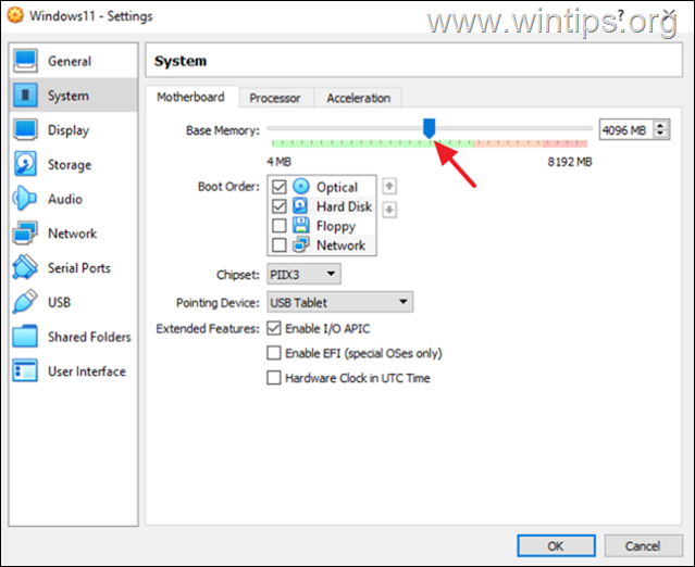 dodijeliti virtualbox memoriju