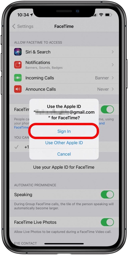 Prisijunkite prie „FaceTime“ naudodami „Apple ID“.