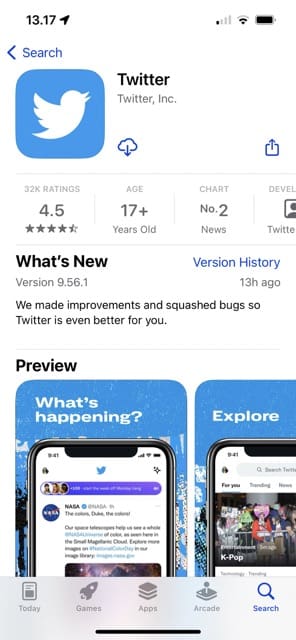 Екранна снимка на приложението в App Store