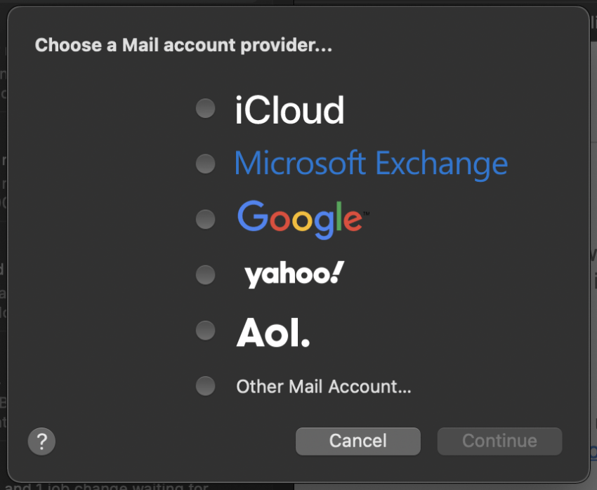 Wählen Sie Ihren E-Mail-Anbieter