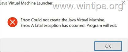 FIX kon de Java Virtual Machine niet maken