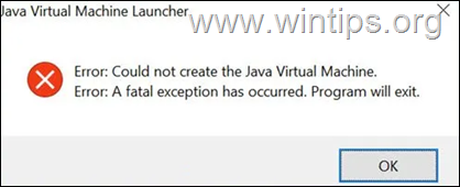 การแก้ไขไม่สามารถสร้าง Java Virtual Machine