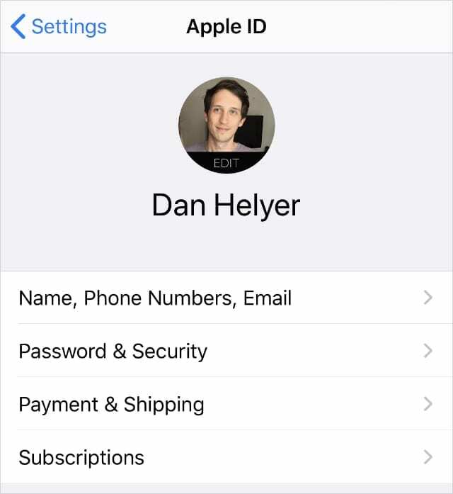 Ρυθμίσεις Apple ID στο iPhone