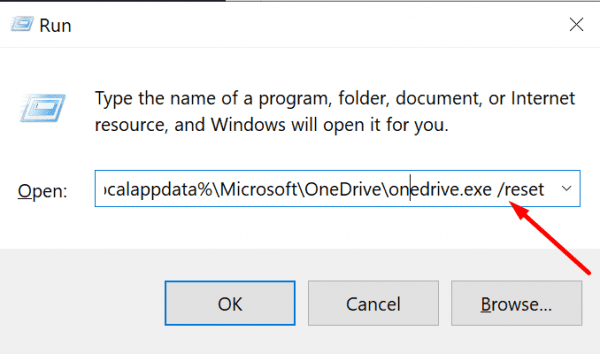 tilbakestill onedrive sync-appen