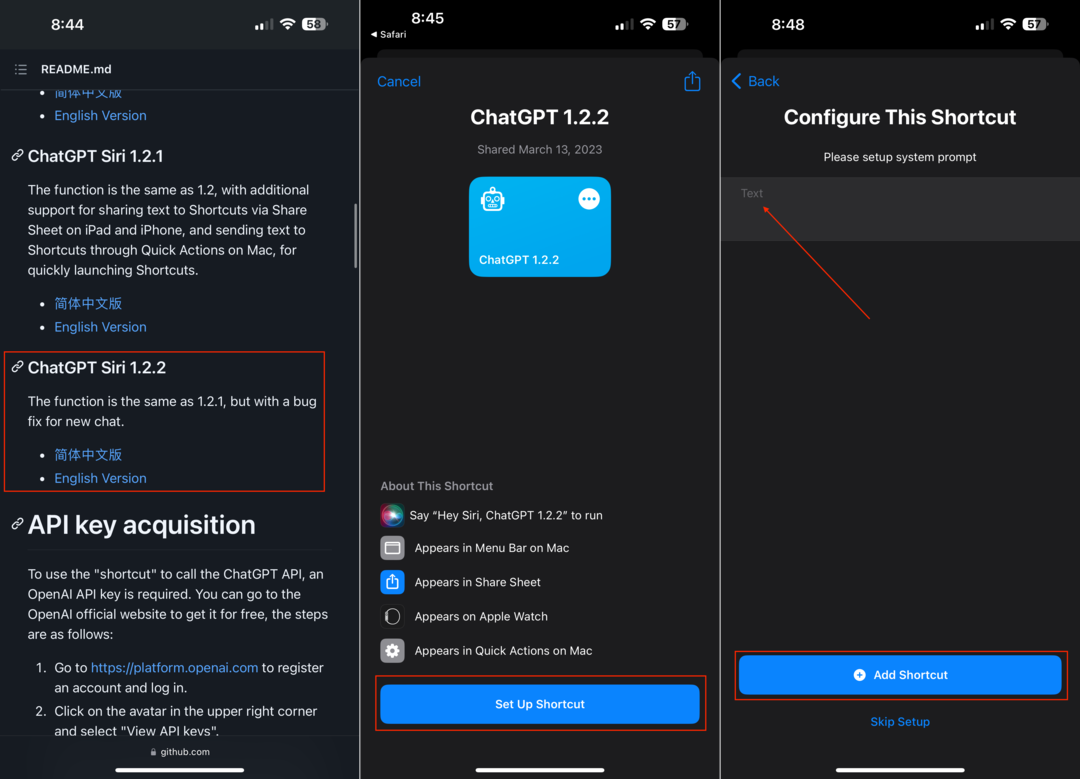 Como usar o ChatGPT no iPhone e iPad - Atalho de configuração