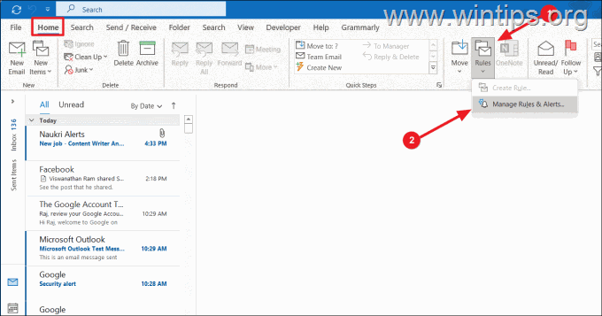 Ställ in Outlook Auto Svarsregel