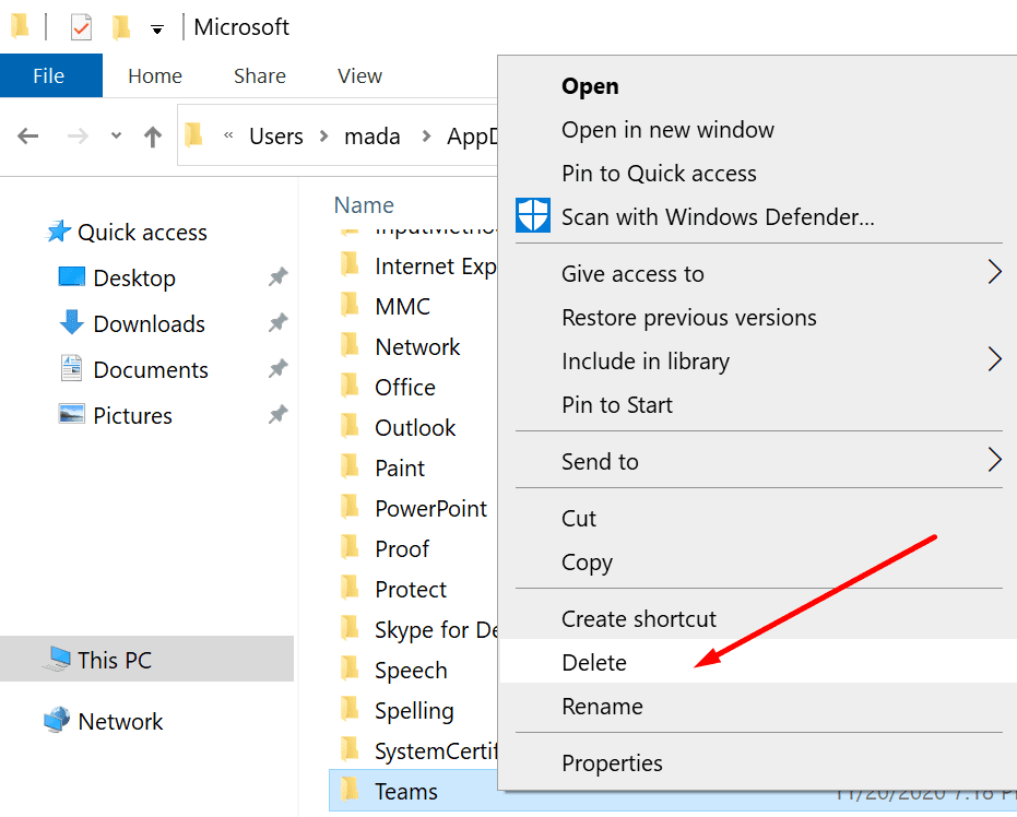 slet microsoft teams mappe appdata