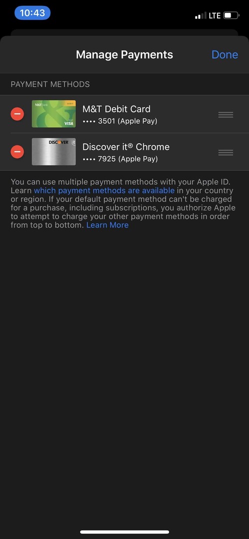 Ta bort betalningsinformation App Store 1